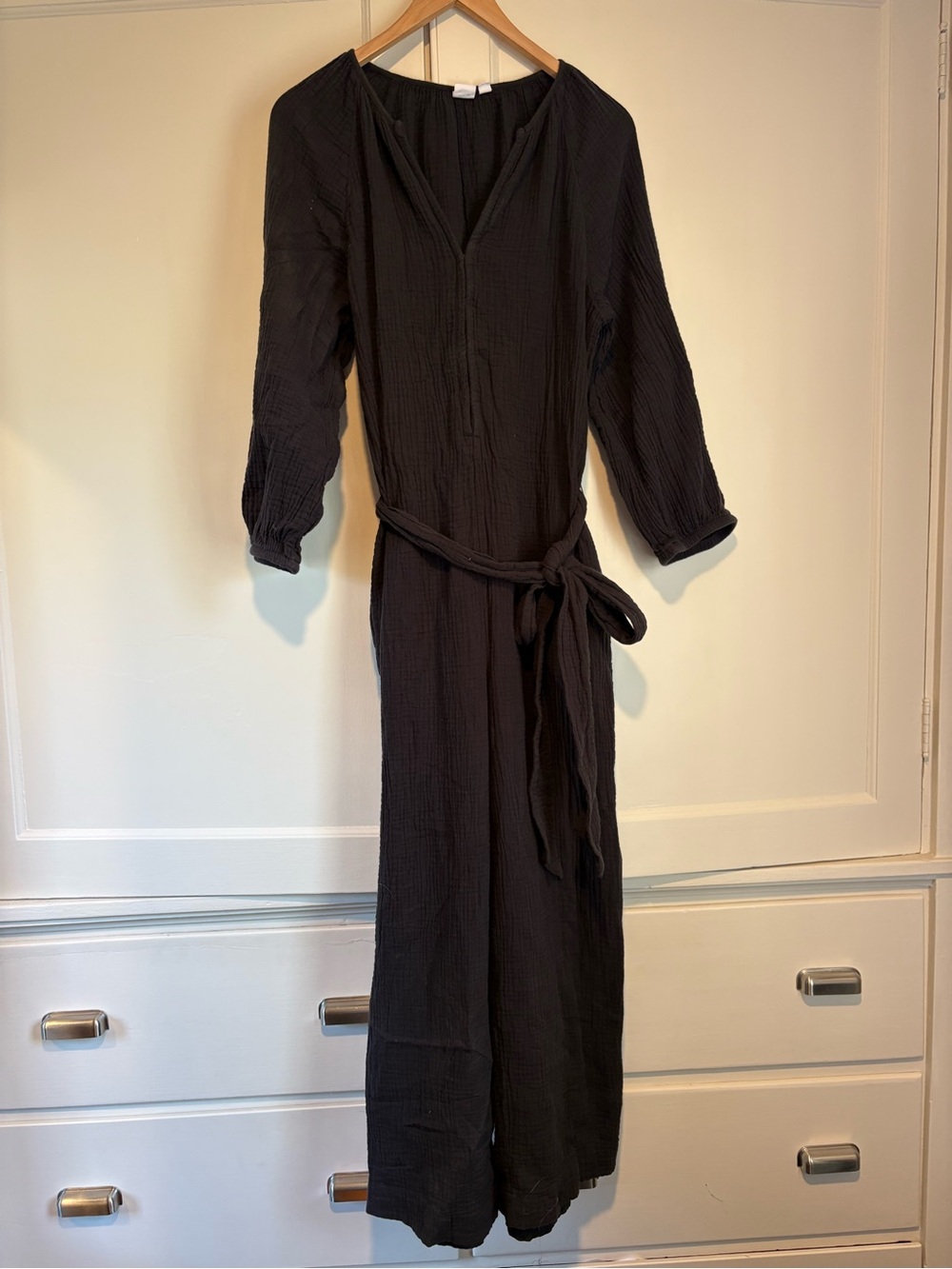 Gap Black Cotton Gauze Jumpsuit
